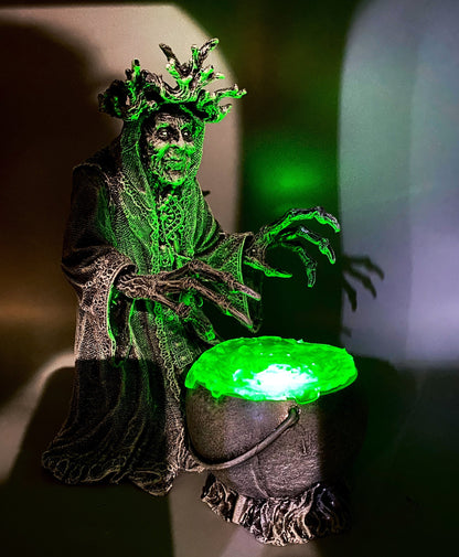 Gryla the Witch Statue, Hand Painted Resin Sculpture | Rustic Folklore Crone Figurine | Spooky Home Decor for Halloween Dark Christmas