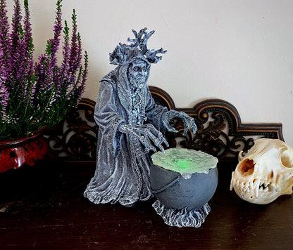 Gryla the Witch Statue, Hand Painted Resin Sculpture | Rustic Folklore Crone Figurine | Spooky Home Decor for Halloween Dark Christmas