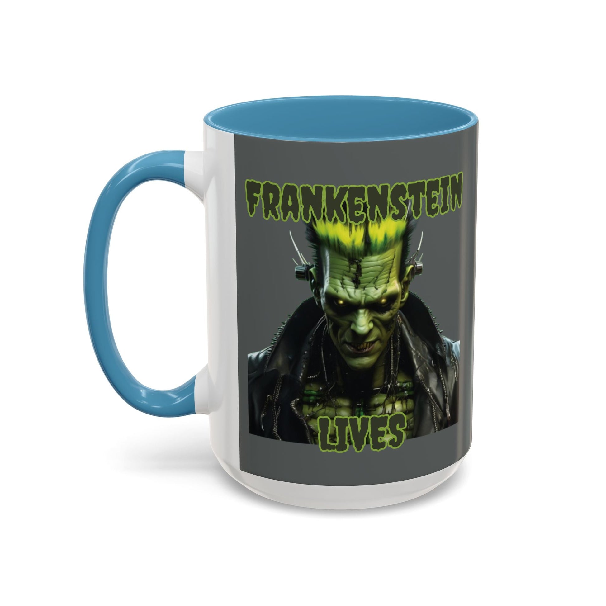 Frankenstein Lives Accent Mug by cypherpunkgear – cypherpunkgear.com | Cypherpunk Merch