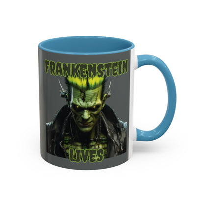 Frankenstein Lives Accent Mug by cypherpunkgear – cypherpunkgear.com | Cypherpunk Merch