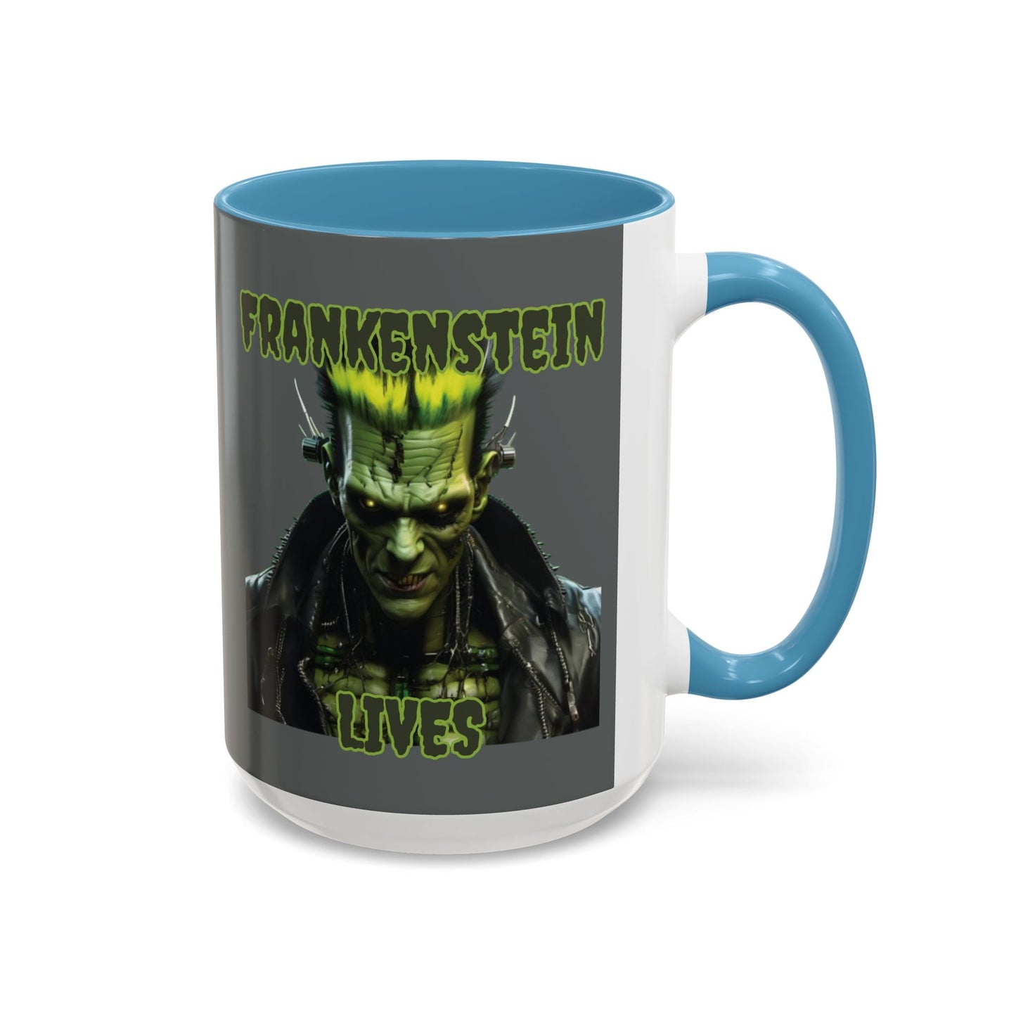 Frankenstein Lives Accent Mug by cypherpunkgear – cypherpunkgear.com | Cypherpunk Merch