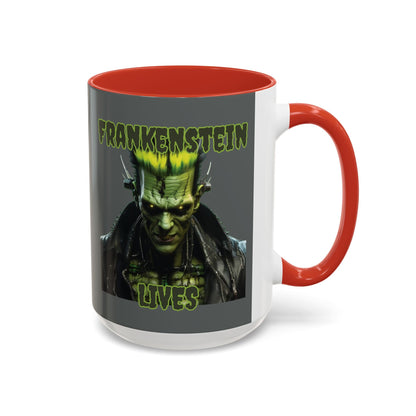 Frankenstein Lives Accent Mug by cypherpunkgear – cypherpunkgear.com | Cypherpunk Merch