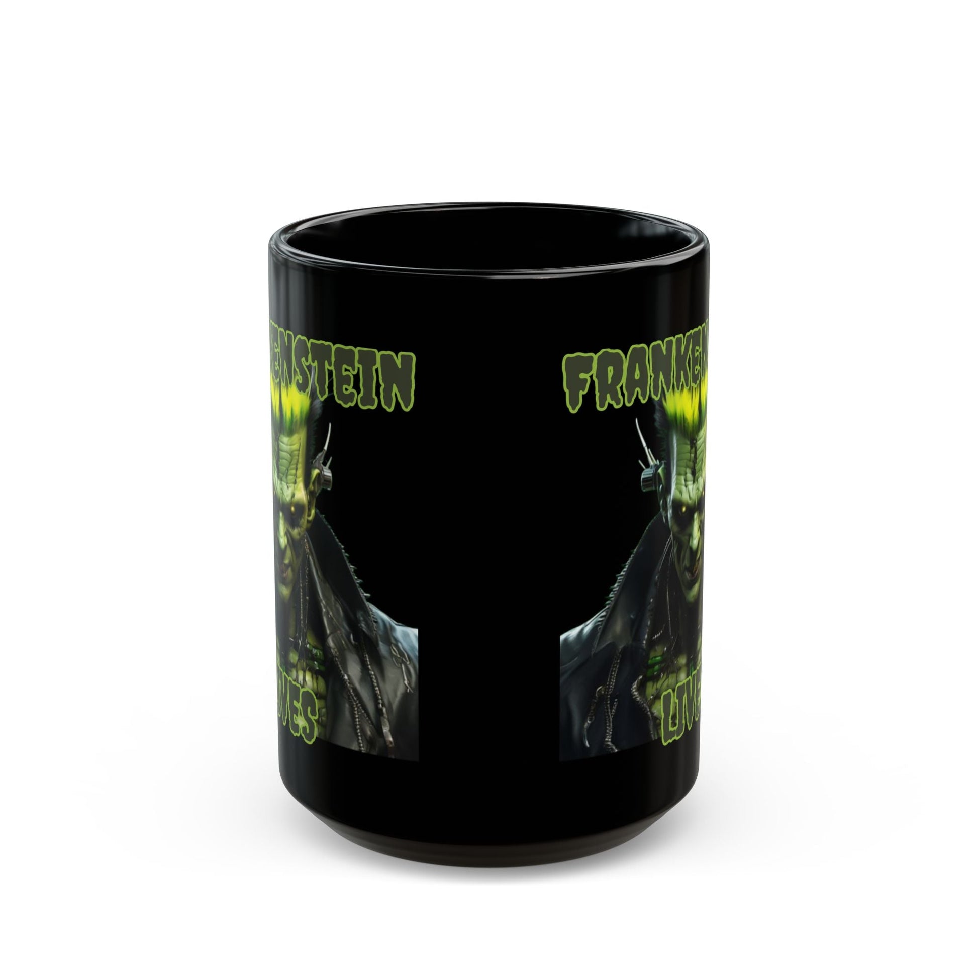 Frankenstein Lives Black Mug by cypherpunkgear – cypherpunkgear.com | Cypherpunk Merch