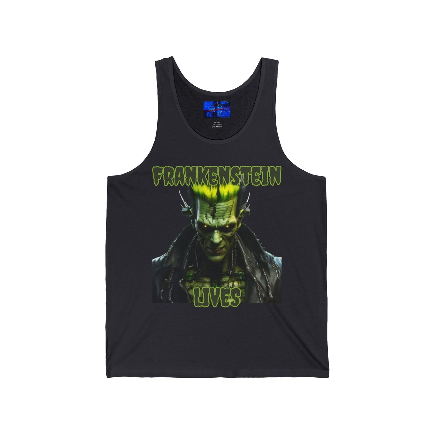 Frankenstein Lives Unisex Jersey Tank Top by cypherpunkgear – cypherpunkgear.com | Cypherpunk Merch