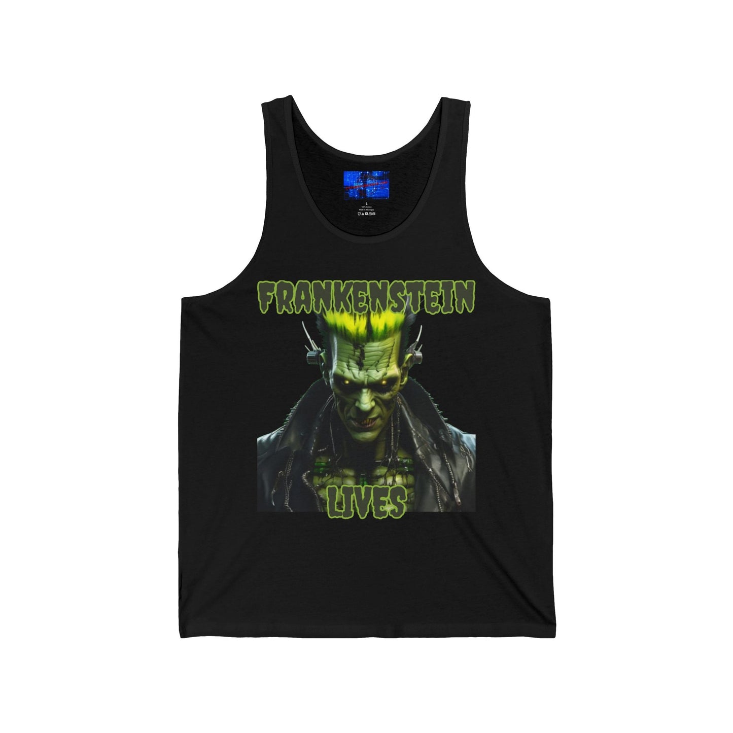 Frankenstein Lives Unisex Jersey Tank Top by cypherpunkgear – cypherpunkgear.com | Cypherpunk Merch