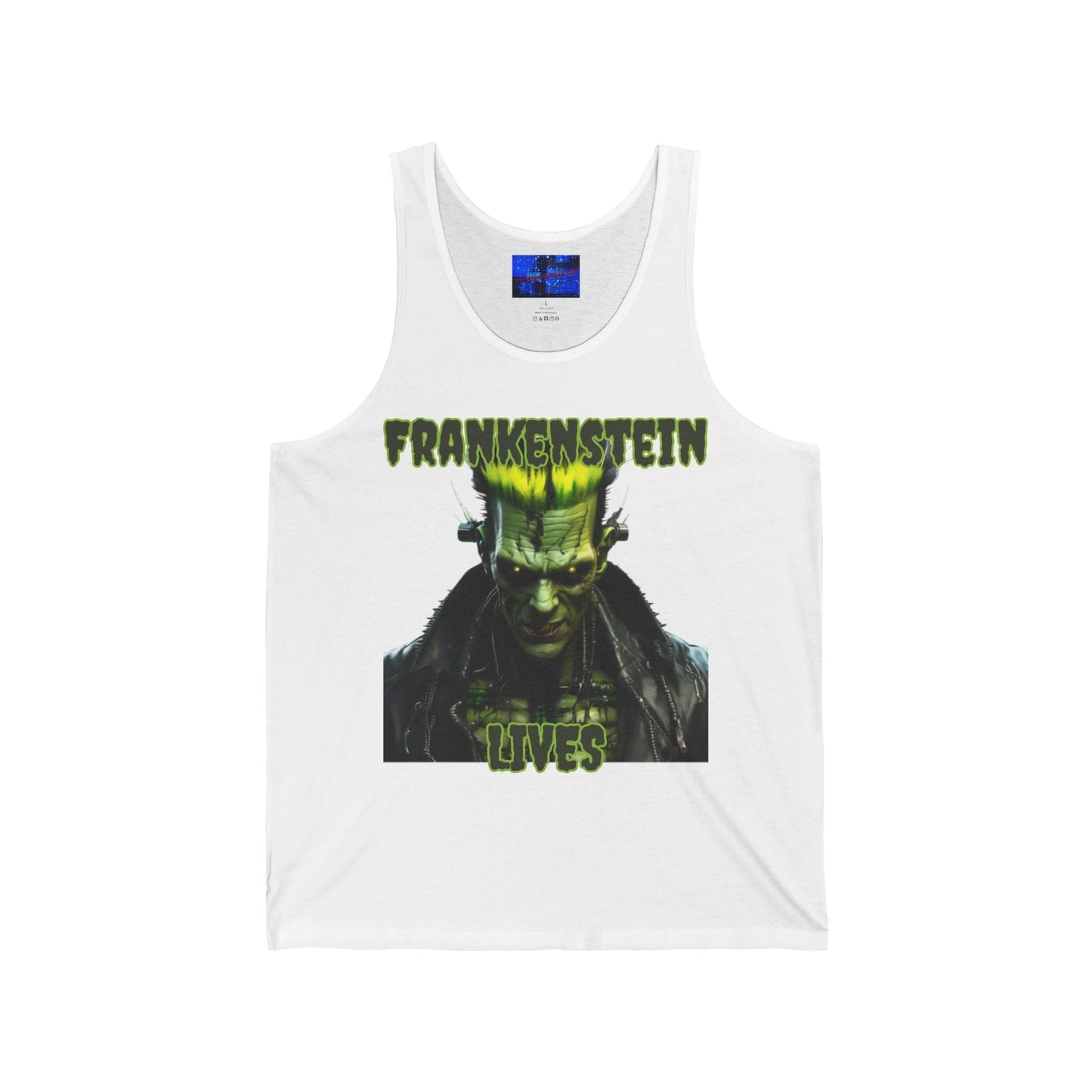 Frankenstein Lives Unisex Jersey Tank Top by cypherpunkgear – cypherpunkgear.com | Cypherpunk Merch