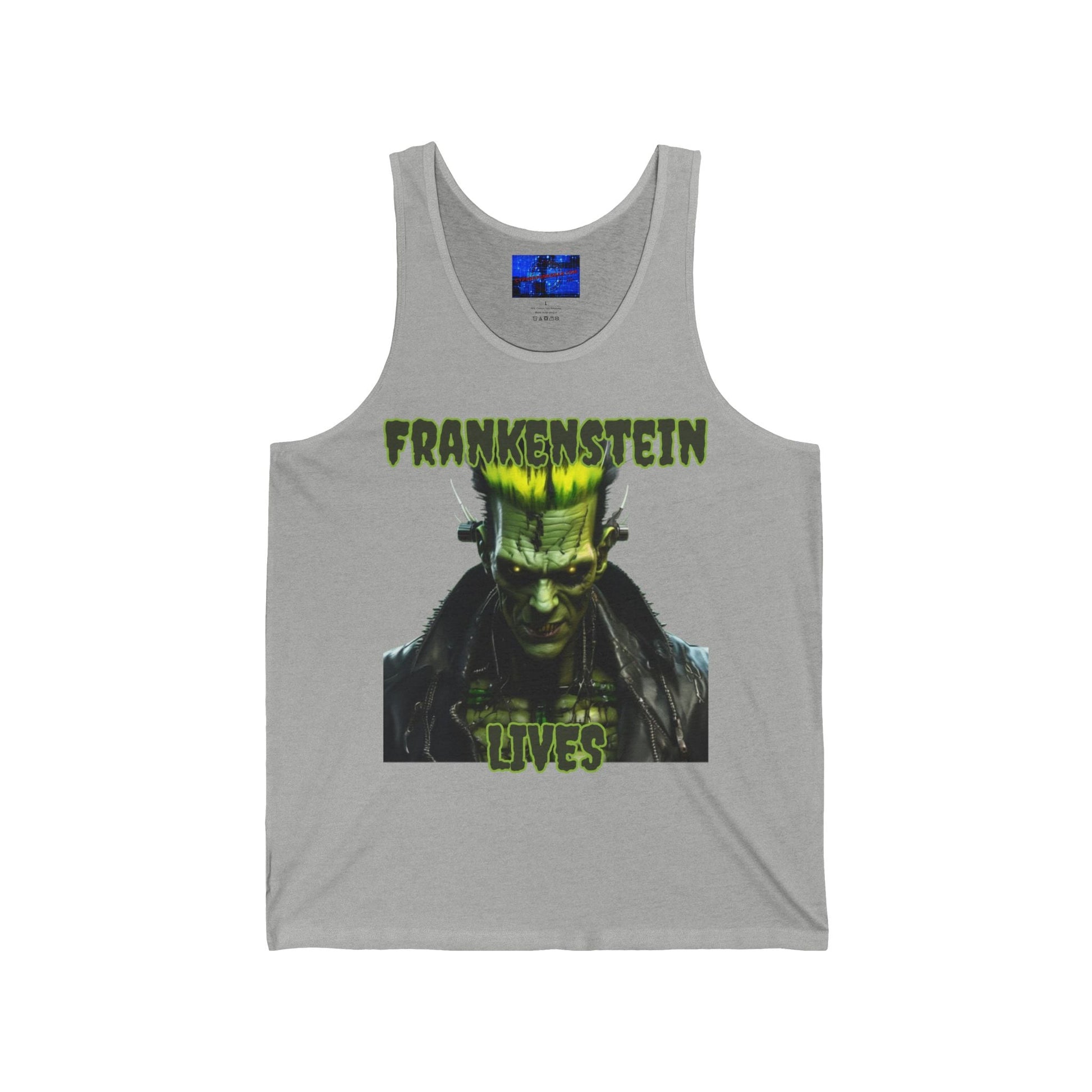 Frankenstein Lives Unisex Jersey Tank Top by cypherpunkgear – cypherpunkgear.com | Cypherpunk Merch