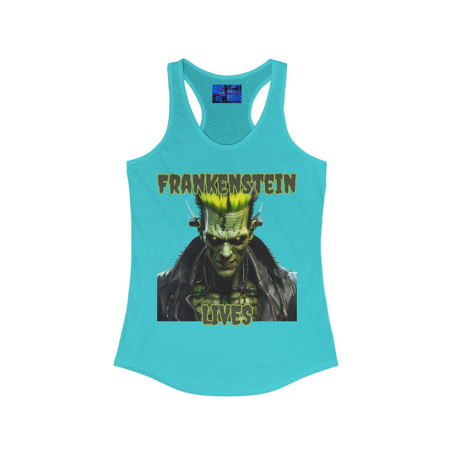 Frankenstein Lives Women's Racerback Tank Top by cypherpunkgear – cypherpunkgear.com | Cypherpunk Merch