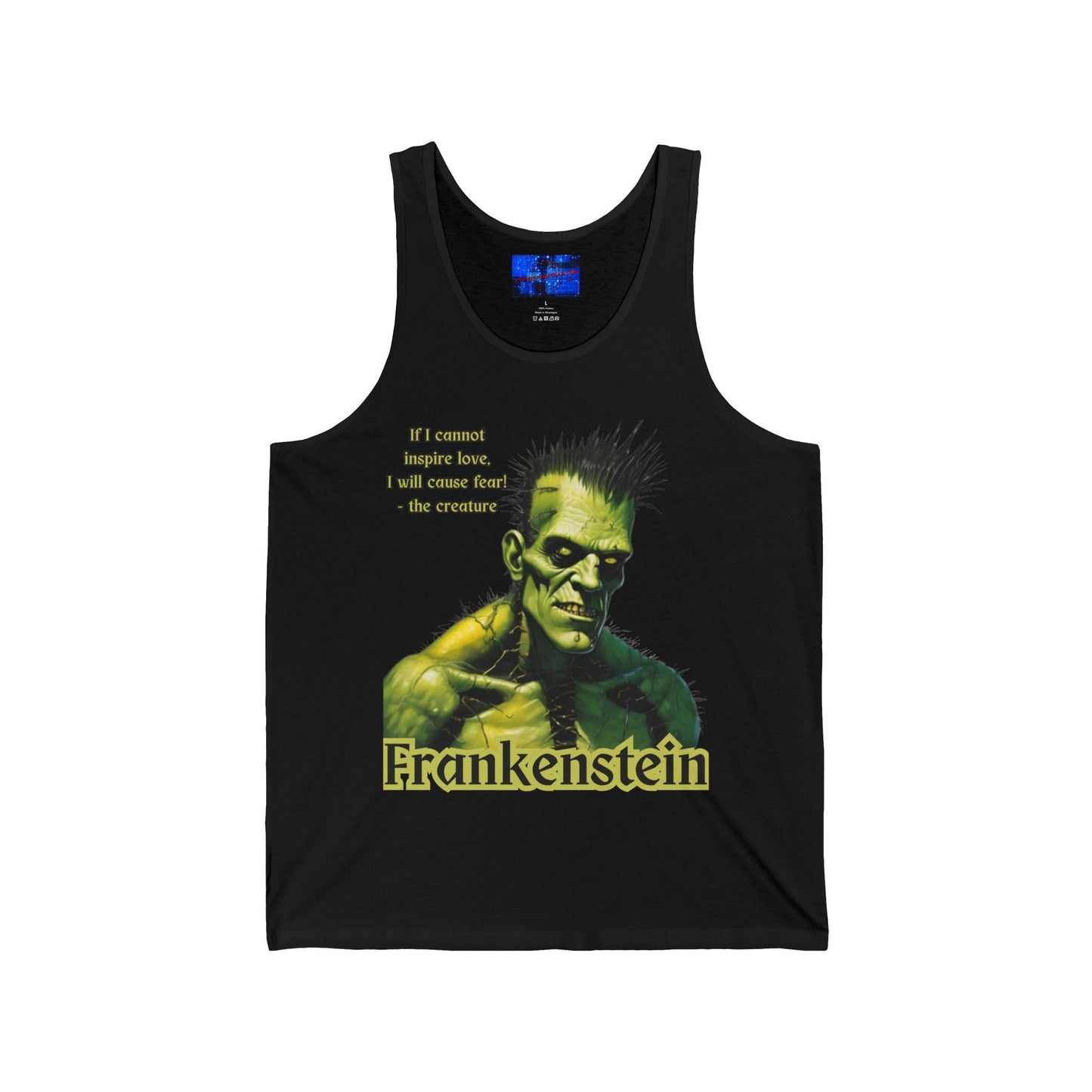 Frankenstein's Creature Unisex Jersey Tank Top by cypherpunkgear – cypherpunkgear.com | Cypherpunk Merch