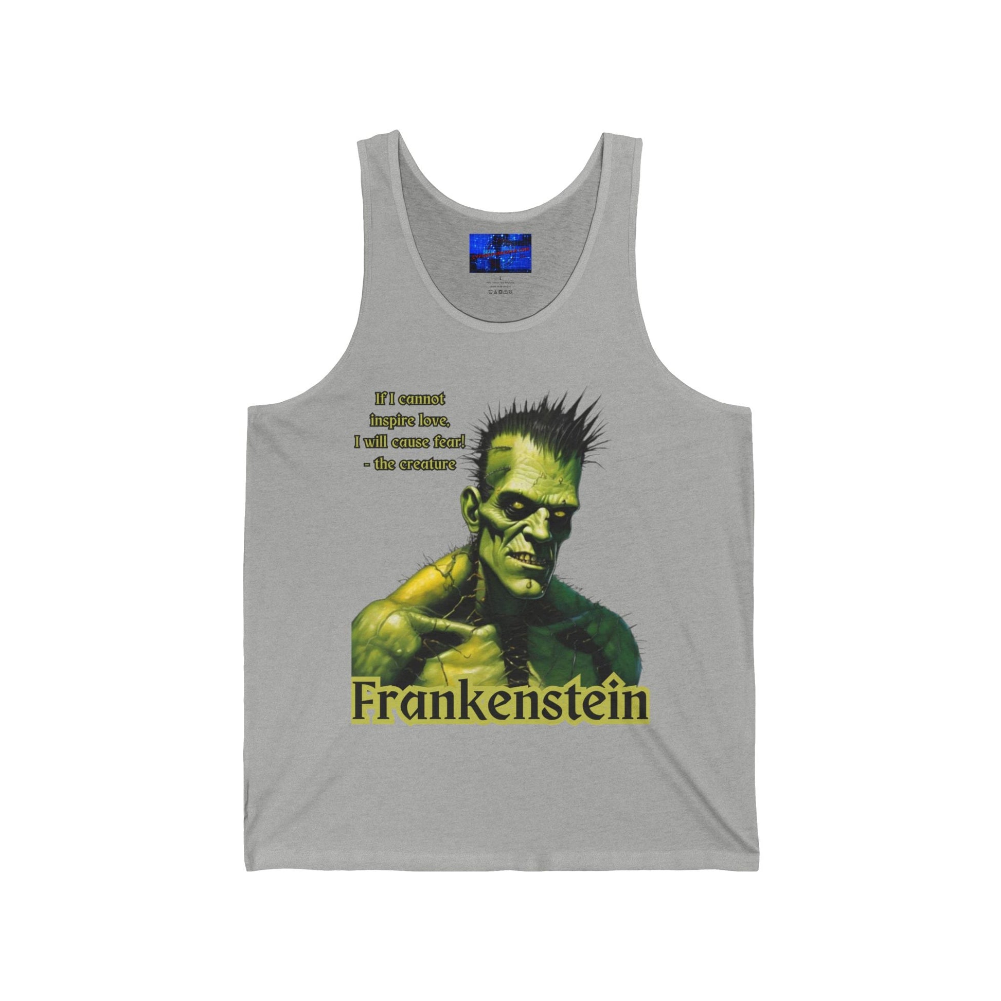 Frankenstein's Creature Unisex Jersey Tank Top by cypherpunkgear – cypherpunkgear.com | Cypherpunk Merch