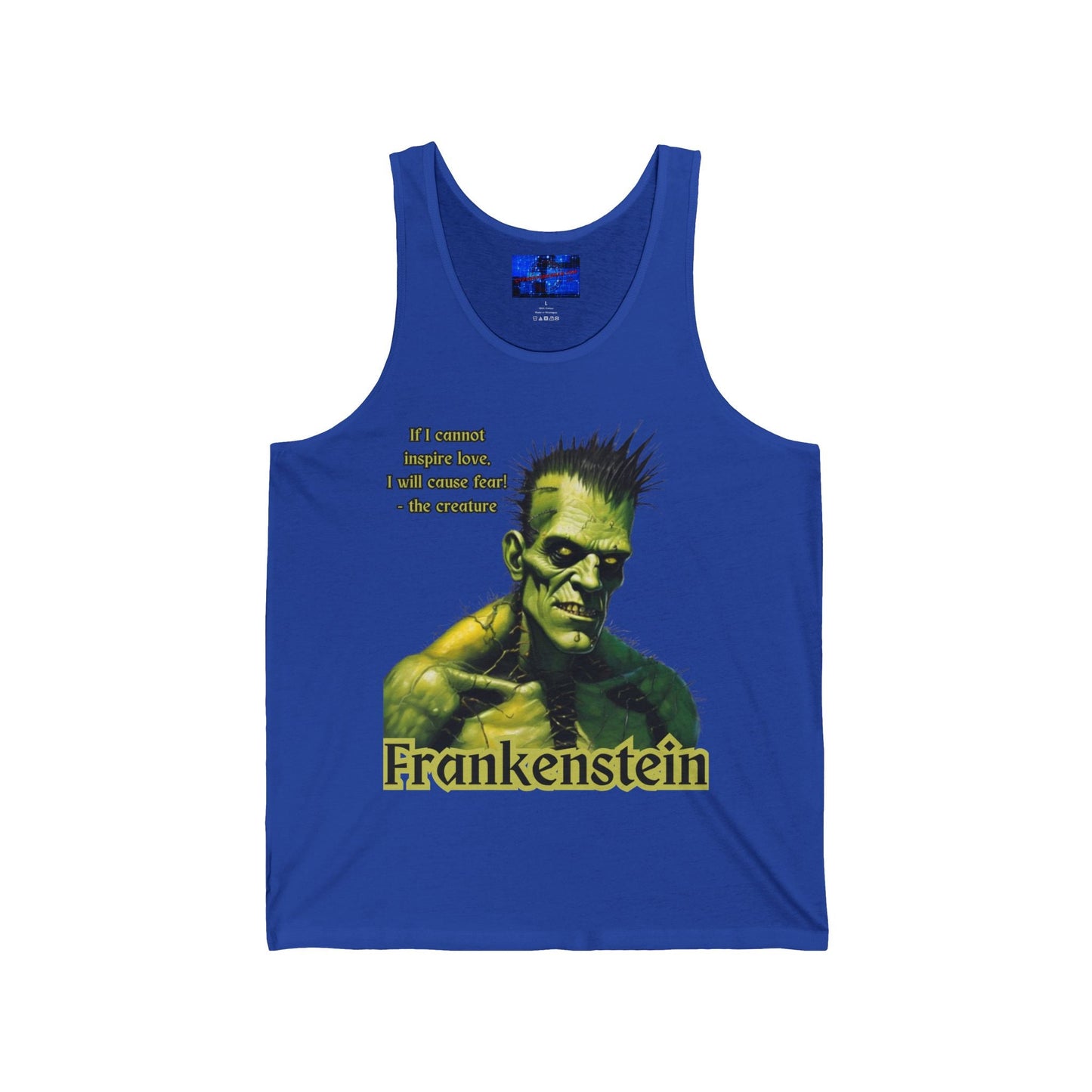 Frankenstein's Creature Unisex Jersey Tank Top by cypherpunkgear – cypherpunkgear.com | Cypherpunk Merch