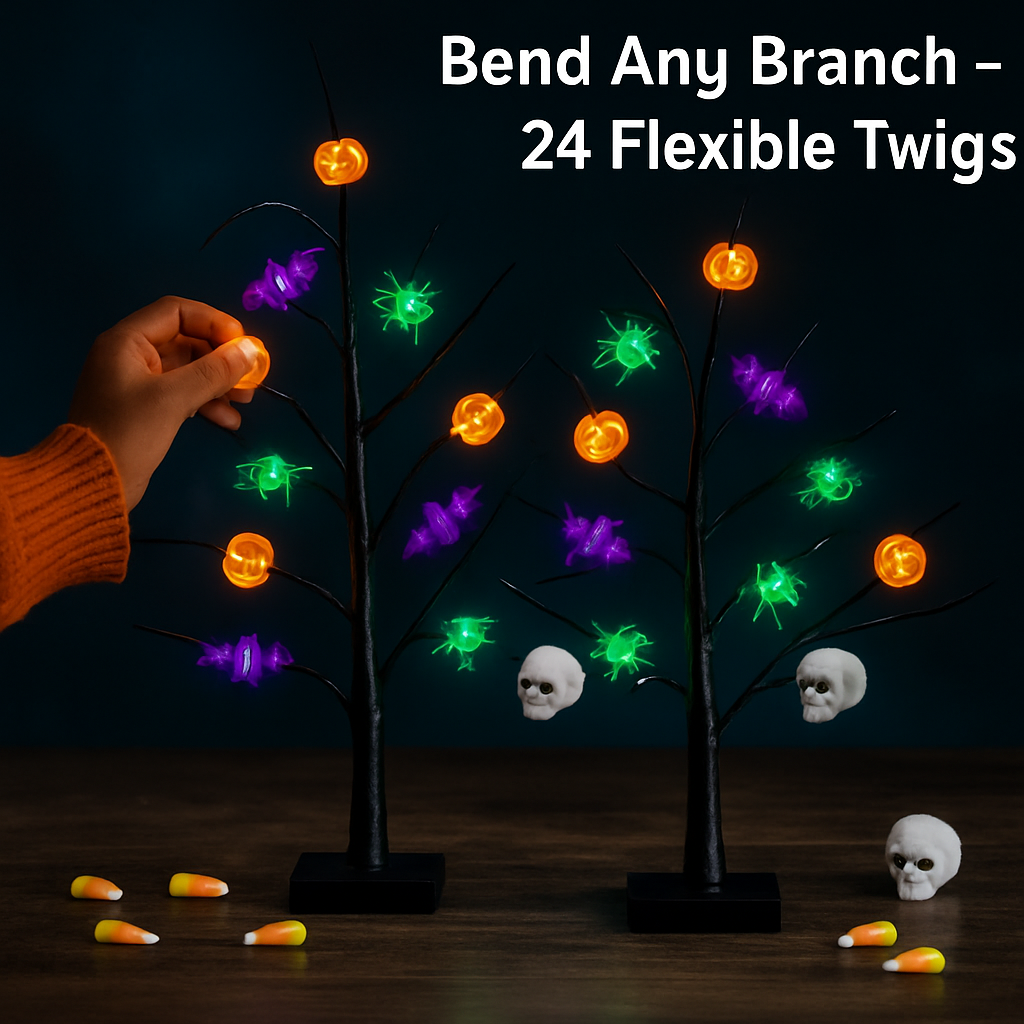 Lighted Halloween Tree 2-Pack with Timer Indoor Decor
