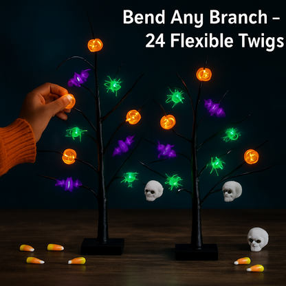 Lighted Halloween Tree 2-Pack with Timer Indoor Decor