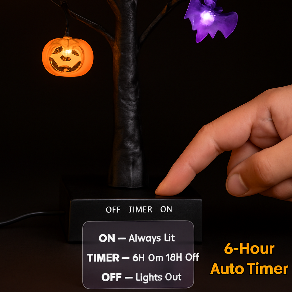 Lighted Halloween Tree 2-Pack with Timer Indoor Decor