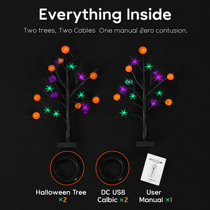 Lighted Halloween Tree 2-Pack with Timer Indoor Decor