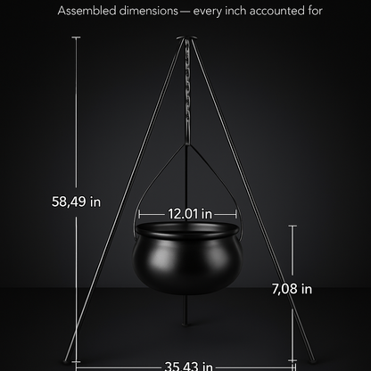 Halloween Large Witch Cauldron With 56.49” Tripod And Eyeball String Light Skeleton Halloween Outdoor Decoration For Porch Yard Patio Garden Living Ro