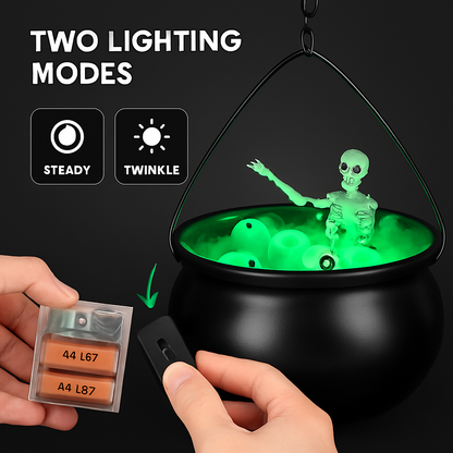 Halloween Large Witch Cauldron With 56.49” Tripod And Eyeball String Light Skeleton Halloween Outdoor Decoration For Porch Yard Patio Garden Living Ro