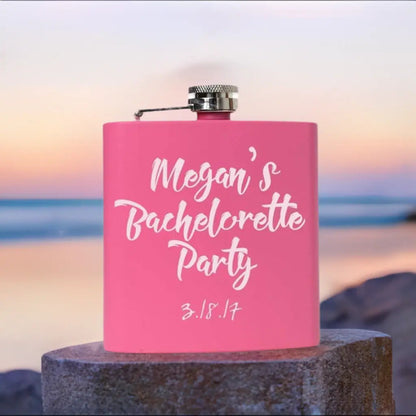 Bachelorette Party Pink Flask - Personalized bachelorette party favors Custom gifts supplies