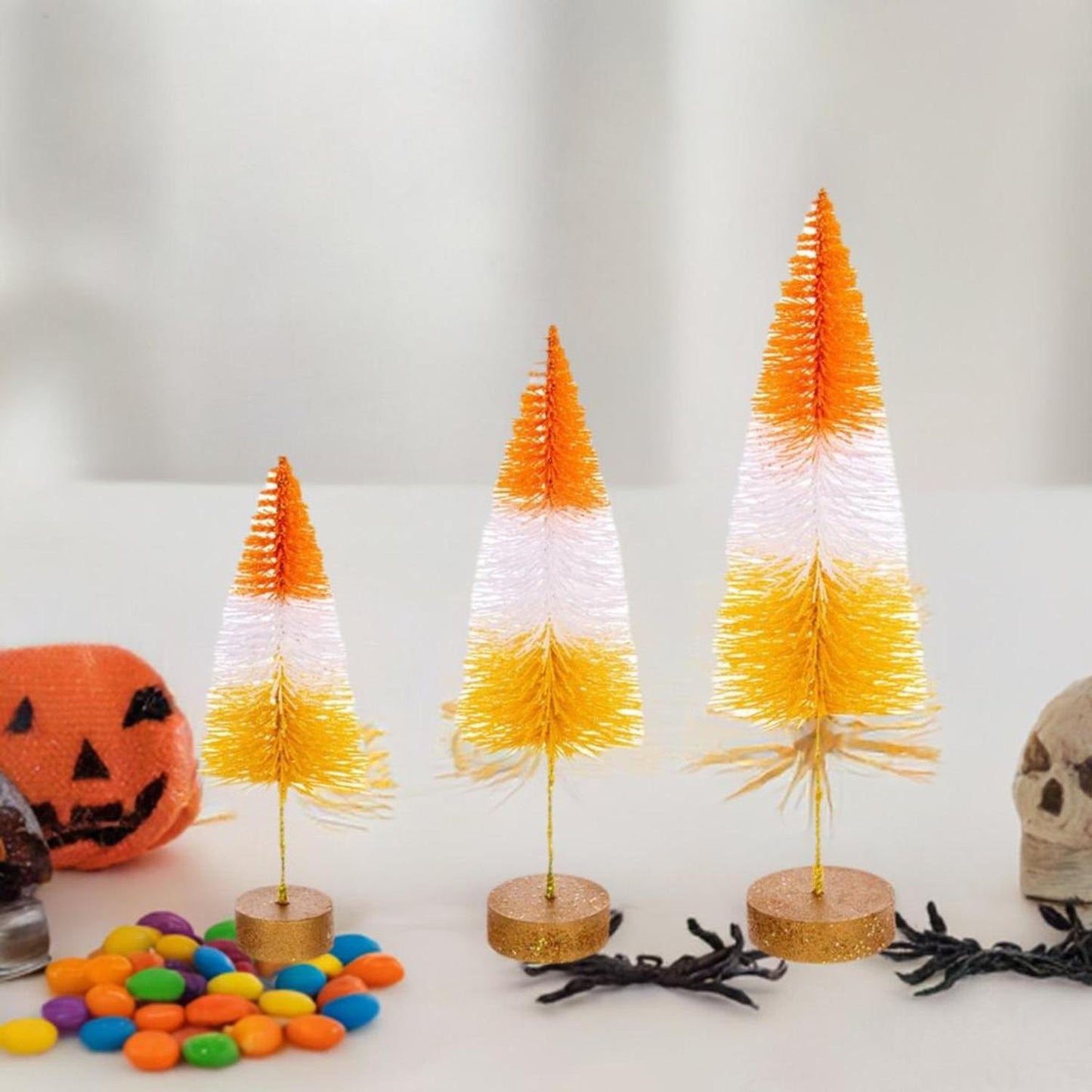 Halloween Orange Bottle Brush Tree (Set of 3)