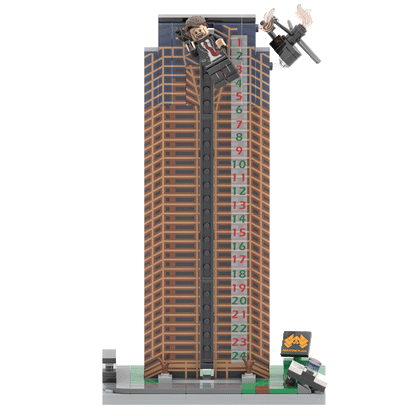 Die Hard Advent Calendar - It's Not Christmas Until Hans Gruber Falls - Nakatomi Plaza - Custom Printed Building Set Made Using LEGO® Parts