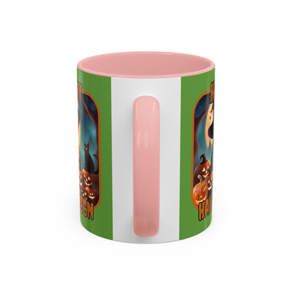 Happy Halloween Cute Witch ORfont Accent Mug by cypherpunkgear – cypherpunkgear.com | Cypherpunk Merch