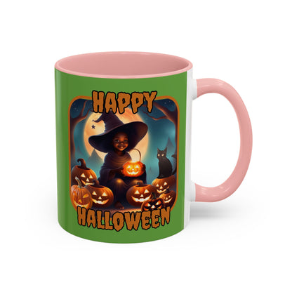 Happy Halloween Cute Witch ORfont Accent Mug by cypherpunkgear – cypherpunkgear.com | Cypherpunk Merch