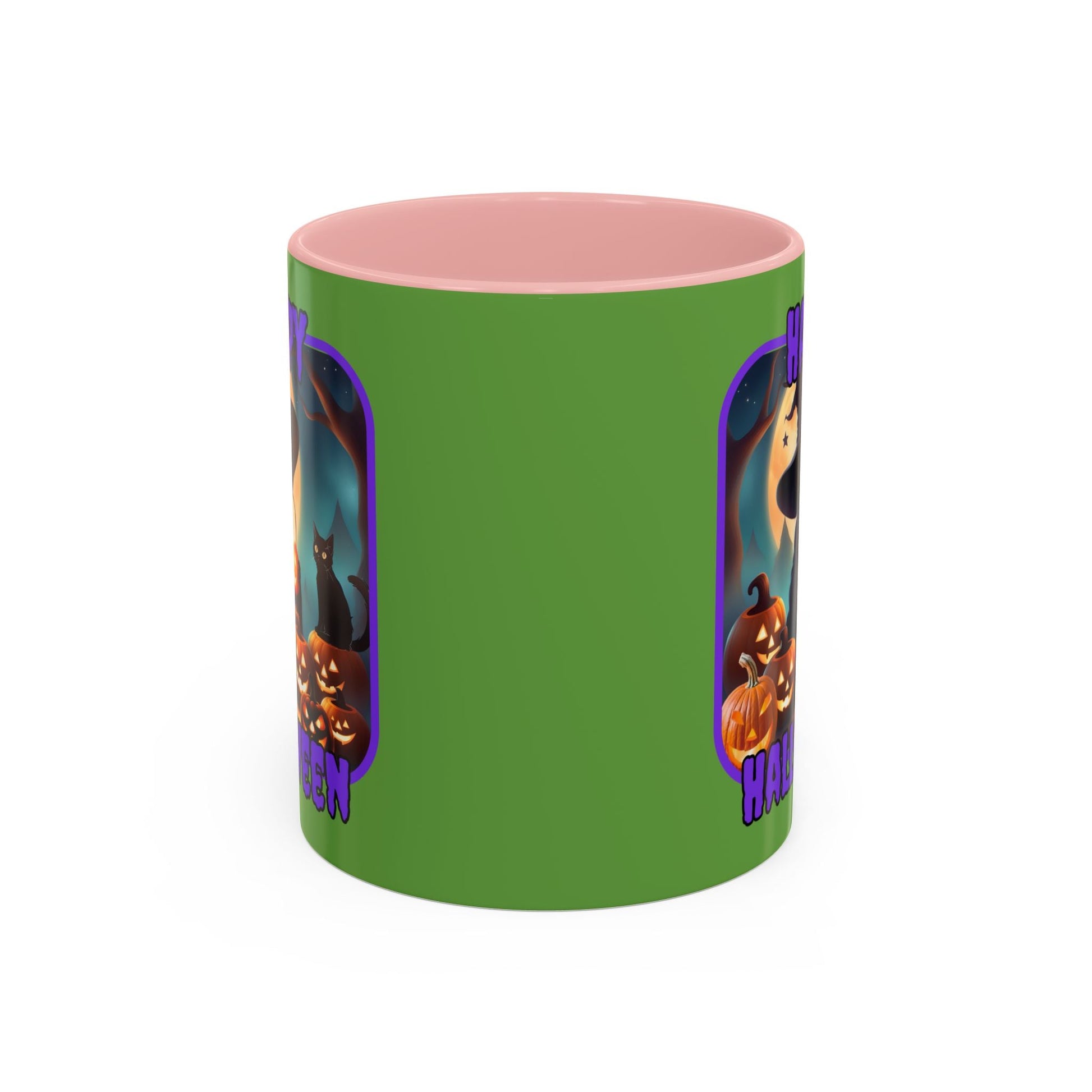 Happy Halloween Cute Witch PRfont Accent Mug by cypherpunkgear – cypherpunkgear.com | Cypherpunk Merch