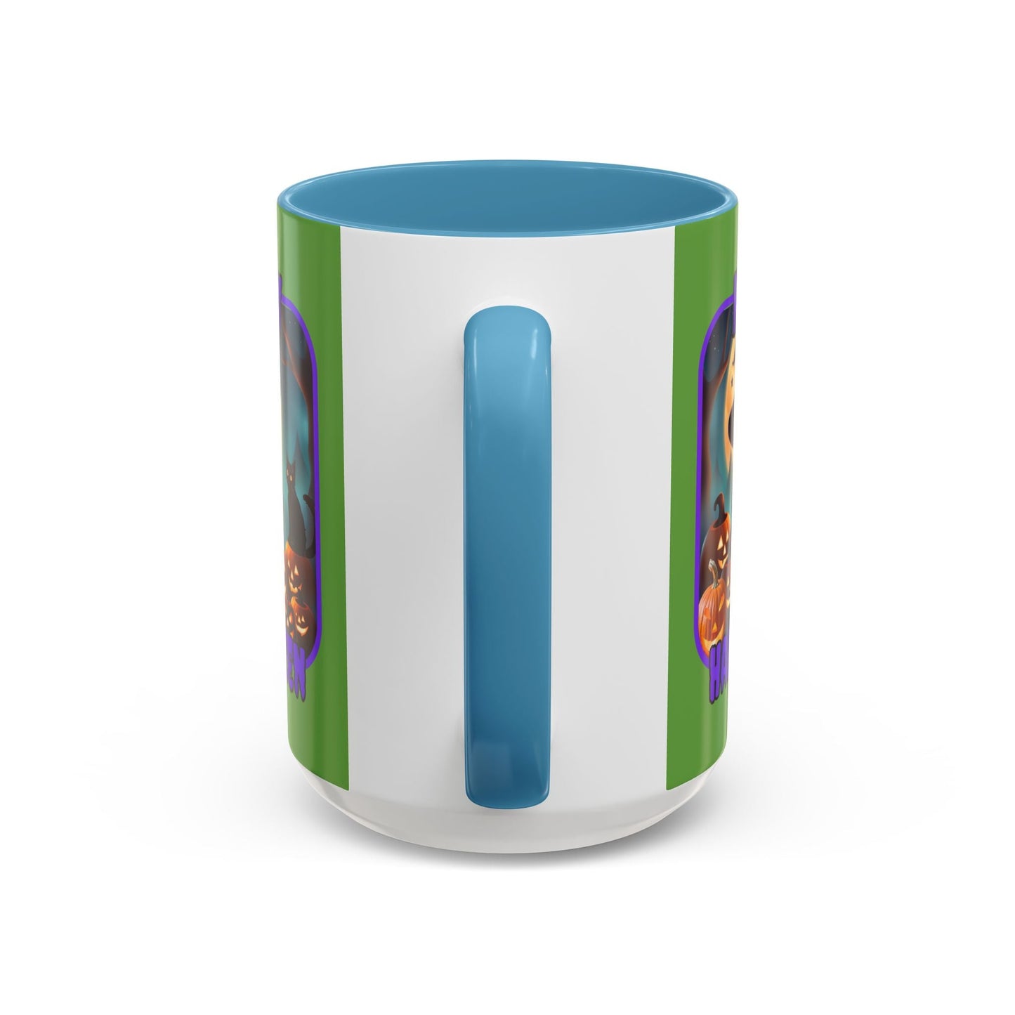 Happy Halloween Cute Witch PRfont Accent Mug by cypherpunkgear – cypherpunkgear.com | Cypherpunk Merch