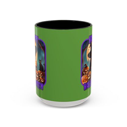 Happy Halloween Cute Witch PRfont Accent Mug by cypherpunkgear – cypherpunkgear.com | Cypherpunk Merch