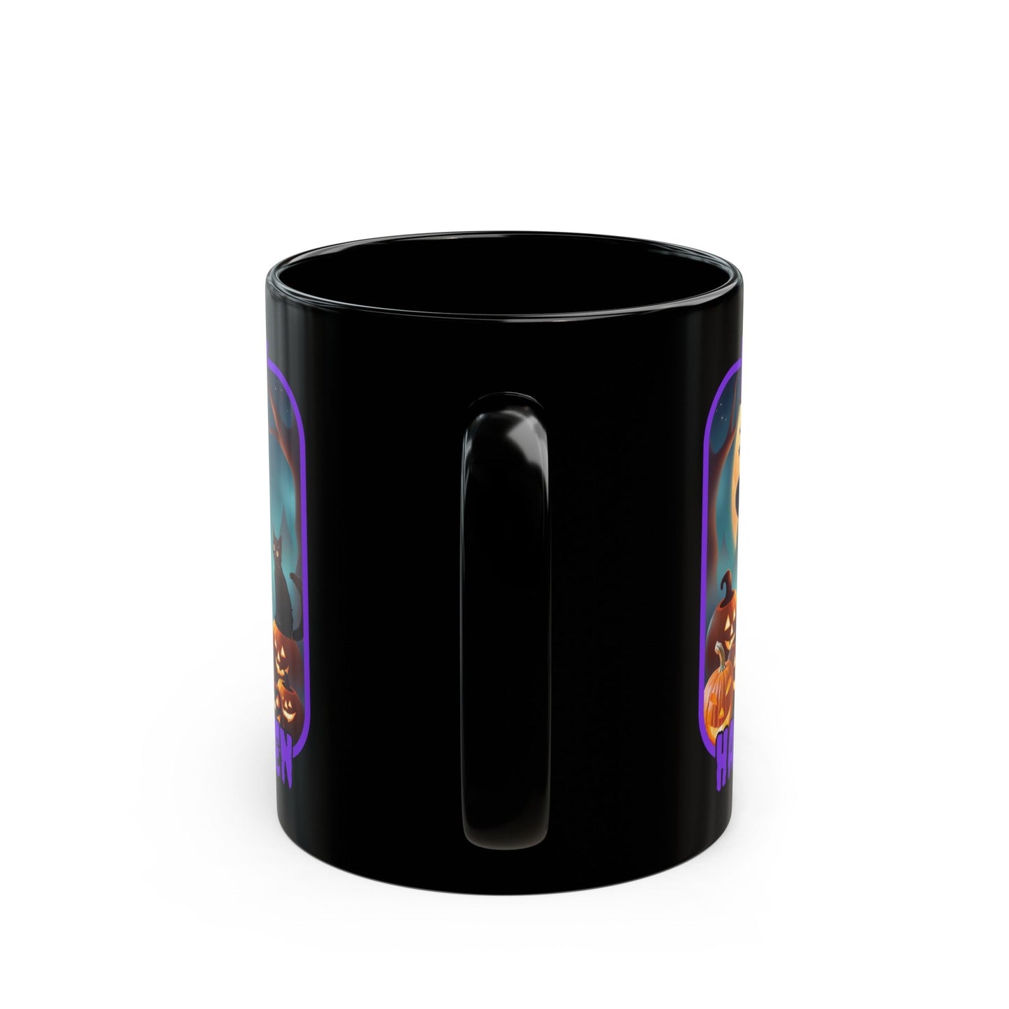 Happy Halloween Cute Witch PRfont Black Mug by cypherpunkgear – cypherpunkgear.com | Cypherpunk Merch
