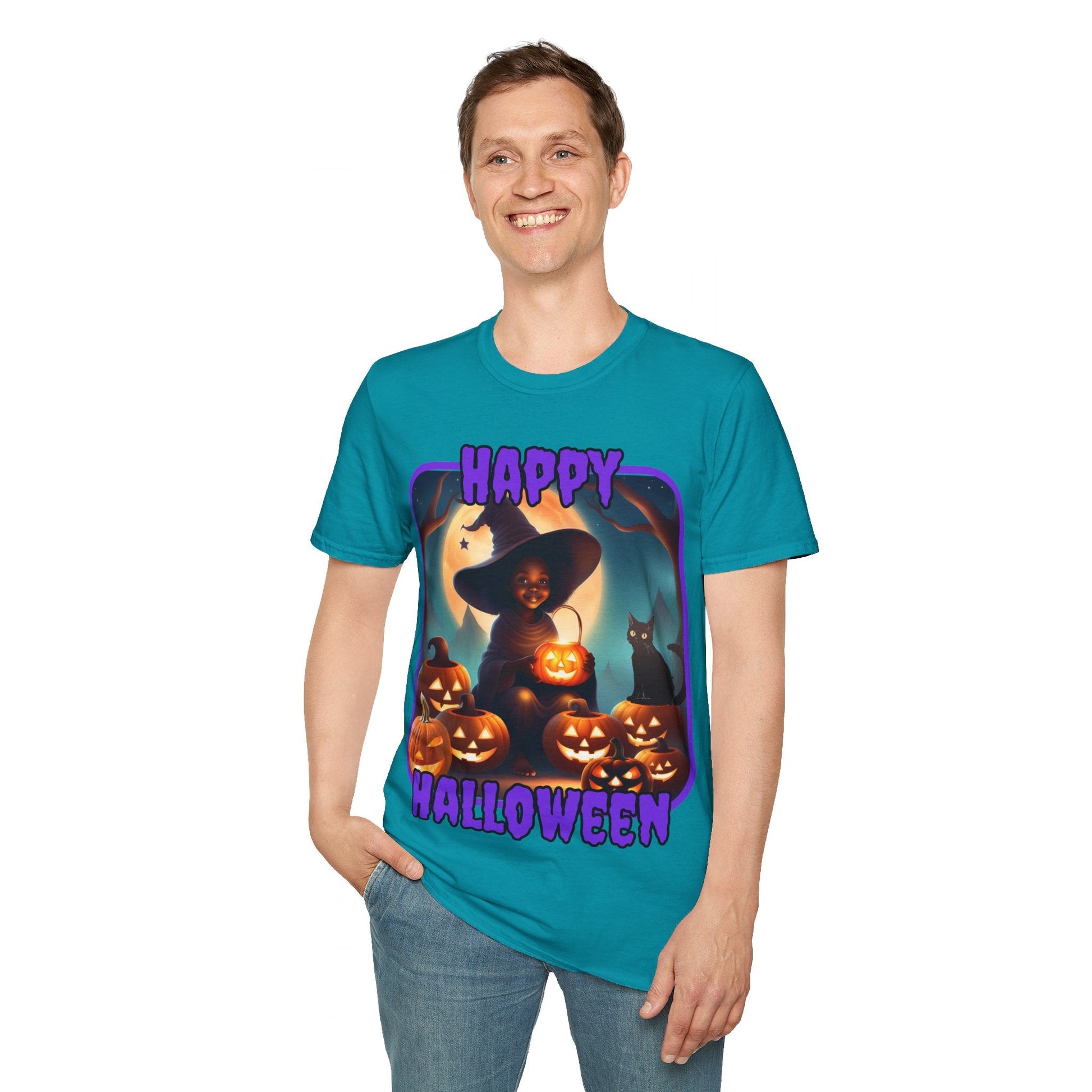 Happy Halloween Cute Witch PRfont DKcolors Unisex T-Shirt by cypherpunkgear – cypherpunkgear.com | Cypherpunk Merch