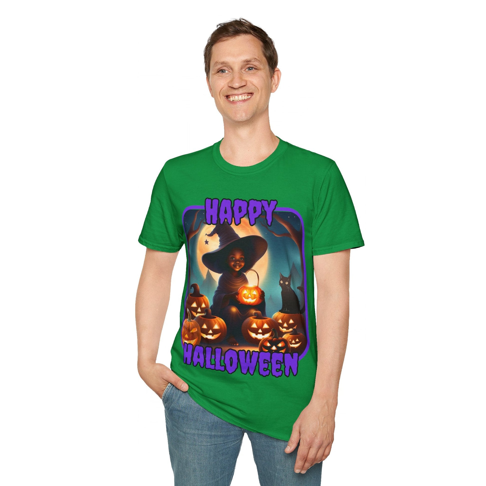 Happy Halloween Cute Witch PRfont DKcolors Unisex T-Shirt by cypherpunkgear – cypherpunkgear.com | Cypherpunk Merch