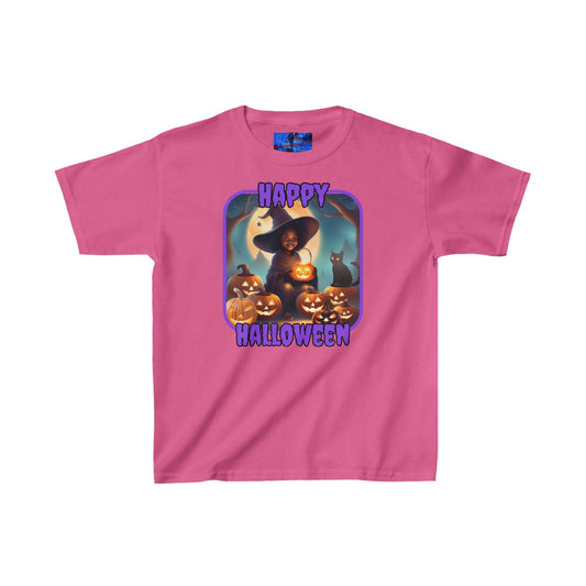 Happy Halloween Cute Witch PRfont Kids Heavy Cotton™ Tee by cypherpunkgear – cypherpunkgear.com | Cypherpunk Merch