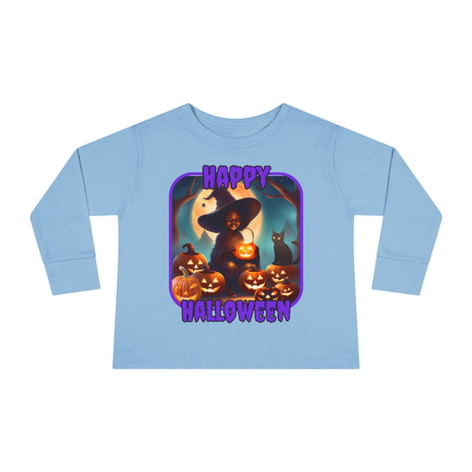 Happy Halloween Cute Witch PRfont Toddler Long Sleeve Tee by cypherpunkgear – cypherpunkgear.com | Cypherpunk Merch
