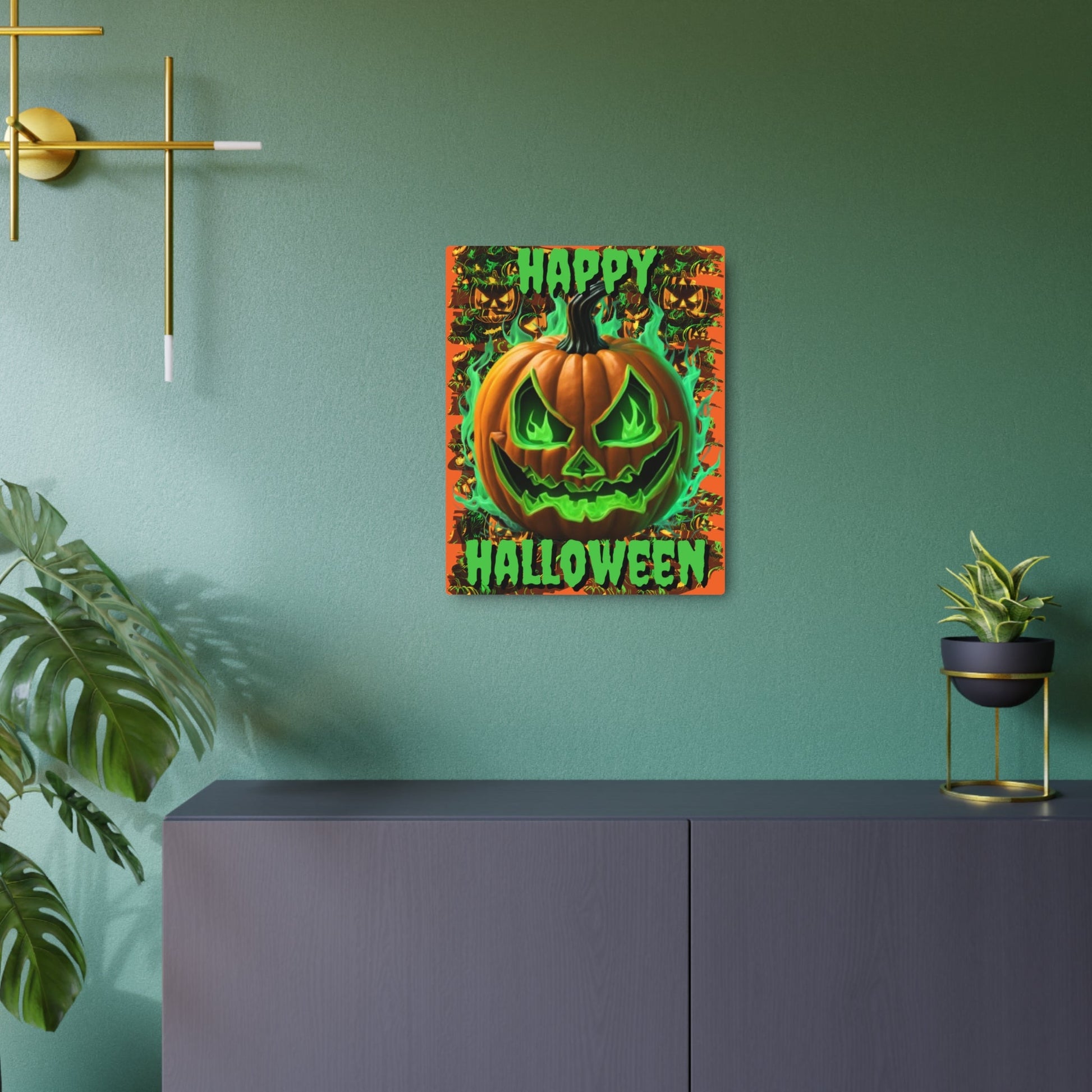 Happy Halloween Green Jack Metal Art Sign by cypherpunkgear – cypherpunkgear.com | Cypherpunk Merch