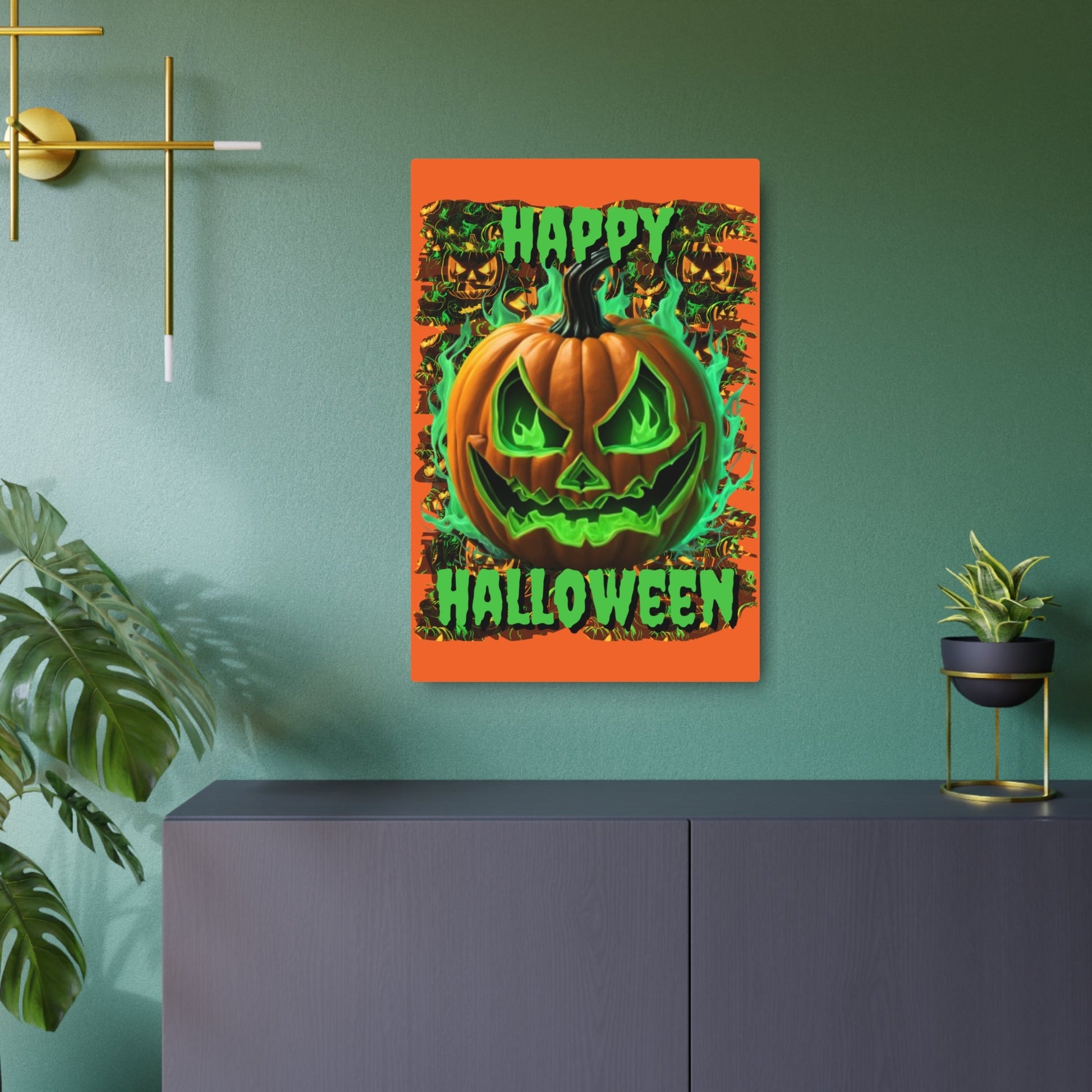 Happy Halloween Green Jack Metal Art Sign by cypherpunkgear – cypherpunkgear.com | Cypherpunk Merch