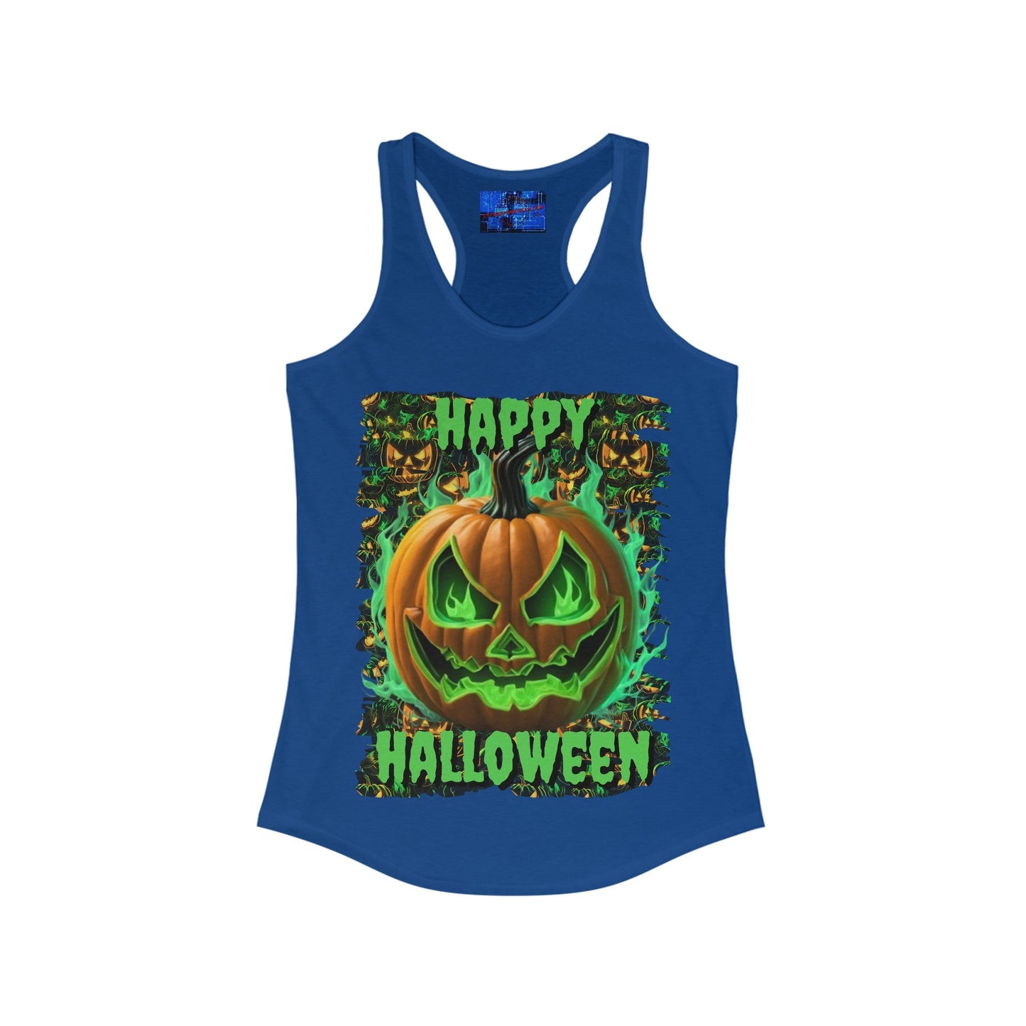 Happy Halloween Green Jack Women's Racerback Tank Top by cypherpunkgear – cypherpunkgear.com | Cypherpunk Merch