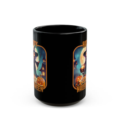 Happy Halloween Little Witch ORfont Black Mug by cypherpunkgear – cypherpunkgear.com | Cypherpunk Merch