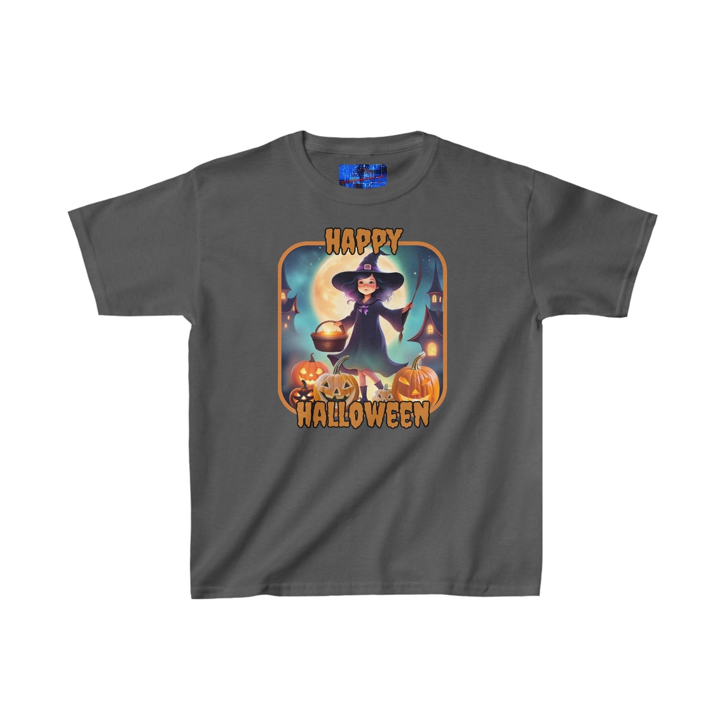 Happy Halloween Little Witch ORfont Kids Heavy Cotton™ Tee by cypherpunkgear – cypherpunkgear.com | Cypherpunk Merch