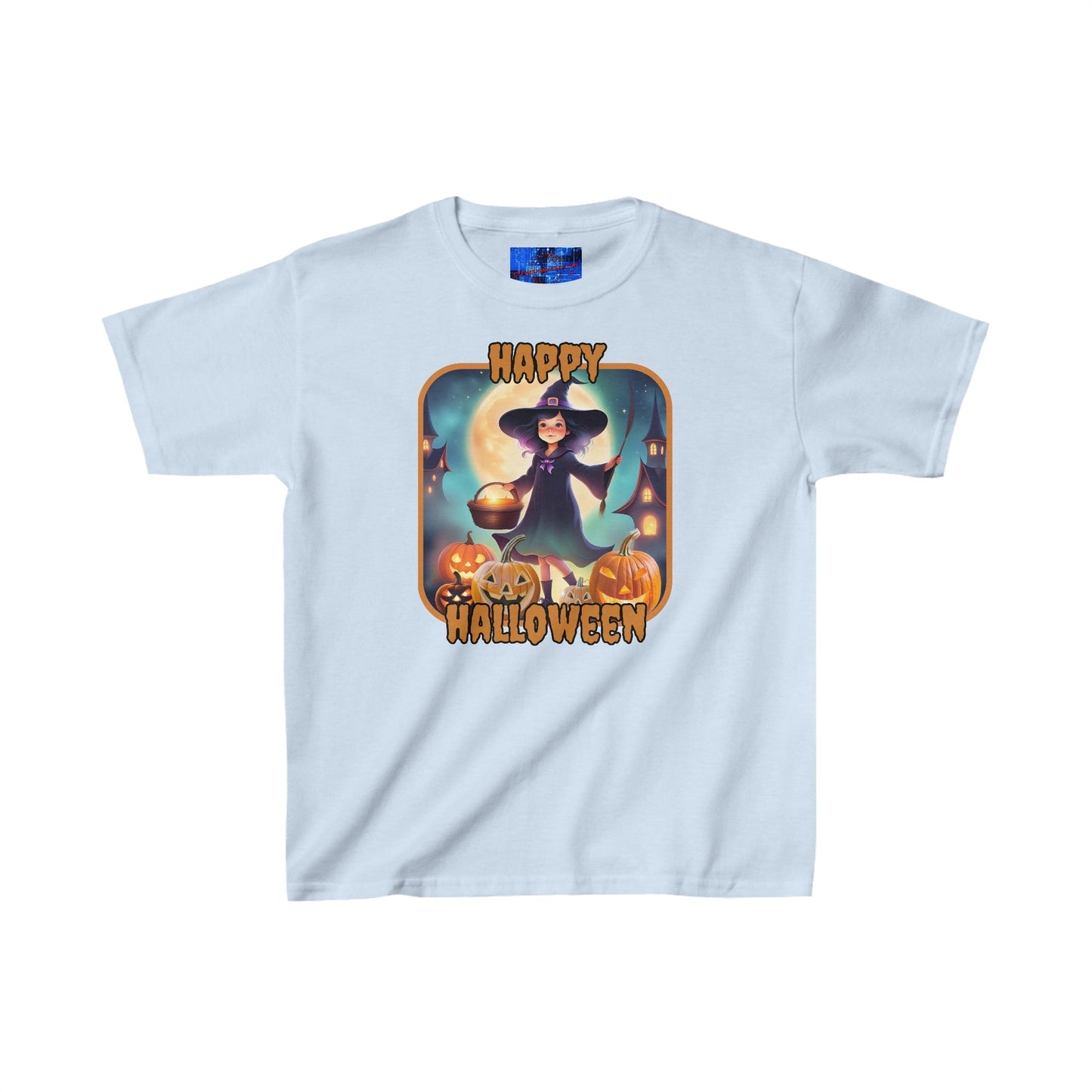 Happy Halloween Little Witch ORfont Kids Heavy Cotton™ Tee by cypherpunkgear – cypherpunkgear.com | Cypherpunk Merch