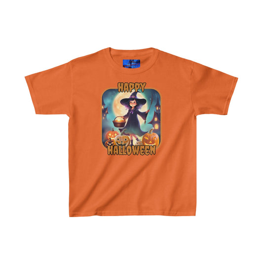 Happy Halloween Little Witch ORfont Kids Heavy Cotton™ Tee by cypherpunkgear – cypherpunkgear.com | Cypherpunk Merch