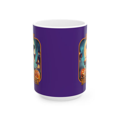 Happy Halloween Little Witch ORfont Purple Mug by cypherpunkgear – cypherpunkgear.com | Cypherpunk Merch