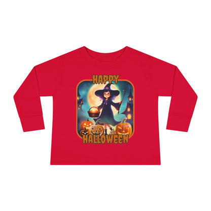 Happy Halloween Little Witch ORfont Toddler Long Sleeve Tee by cypherpunkgear – cypherpunkgear.com | Cypherpunk Merch