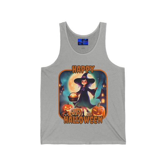 Happy Halloween Little Witch ORfont Unisex Jersey Tank Top by cypherpunkgear – cypherpunkgear.com | Cypherpunk Merch