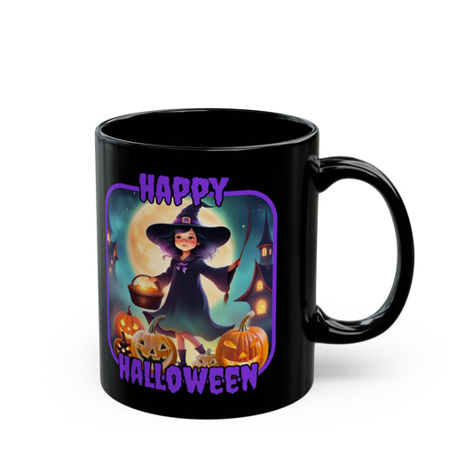 Happy Halloween Little Witch PRfont Black Mug by cypherpunkgear – cypherpunkgear.com | Cypherpunk Merch