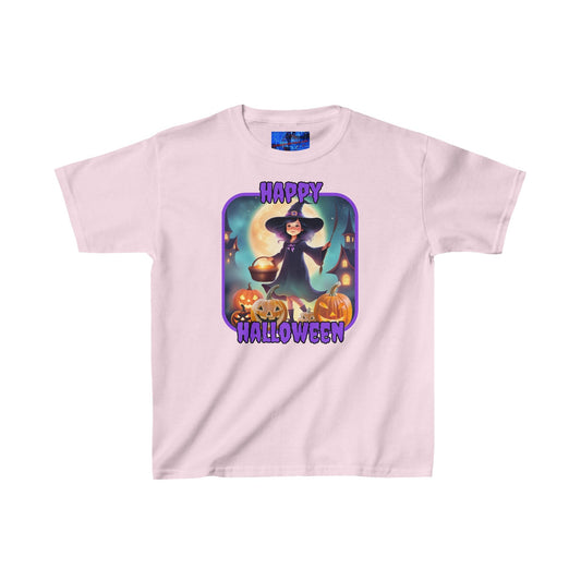 Happy Halloween Little Witch PRfont Kids Heavy Cotton™ Tee by cypherpunkgear – cypherpunkgear.com | Cypherpunk Merch