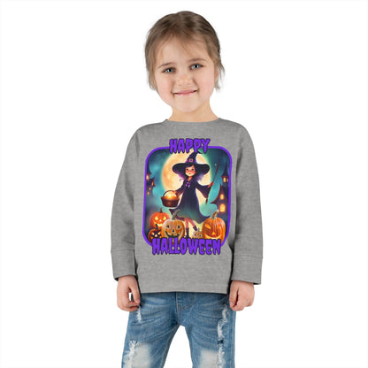 Happy Halloween Little Witch PRfont Toddler Long Sleeve Tee by cypherpunkgear – cypherpunkgear.com | Cypherpunk Merch