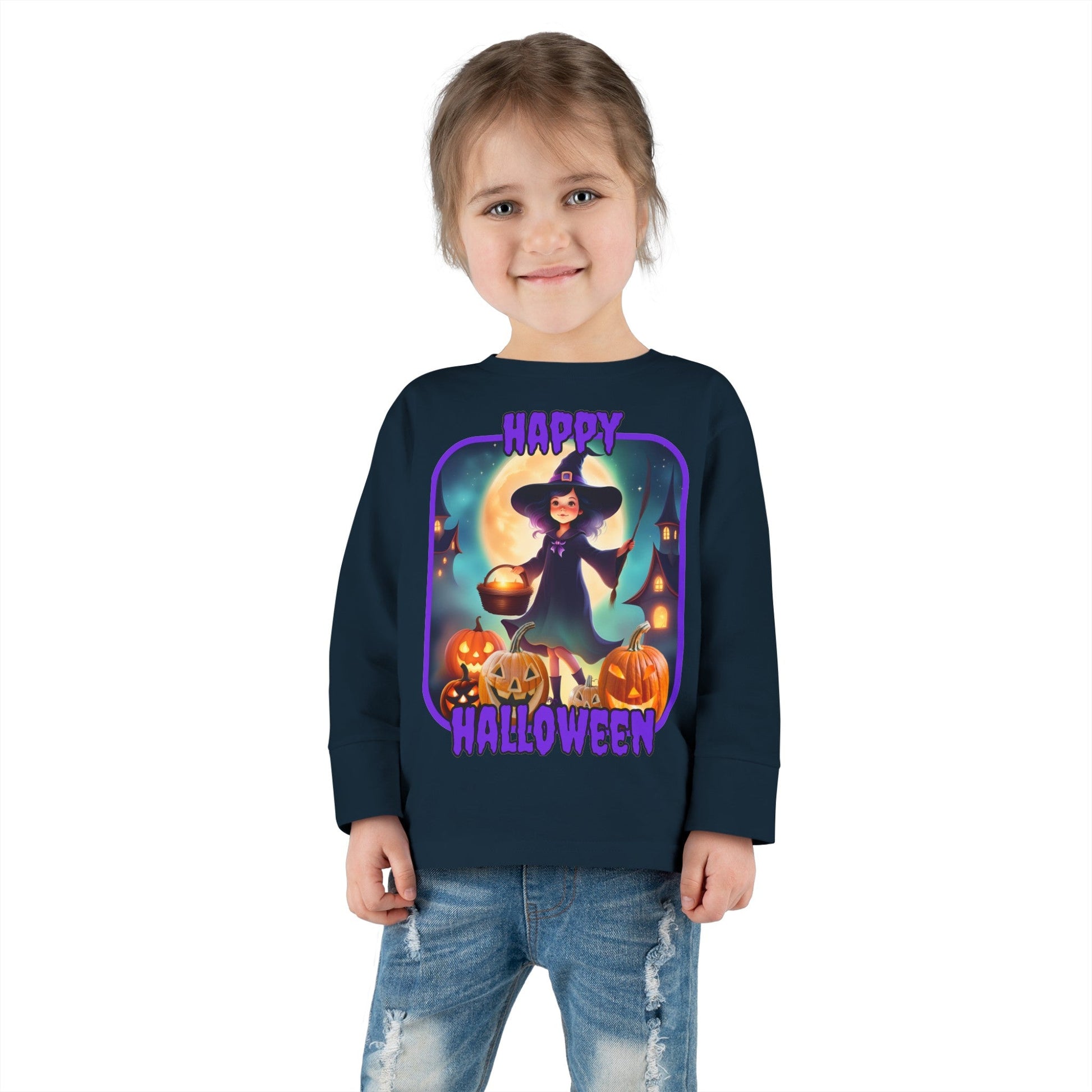 Happy Halloween Little Witch PRfont Toddler Long Sleeve Tee by cypherpunkgear – cypherpunkgear.com | Cypherpunk Merch