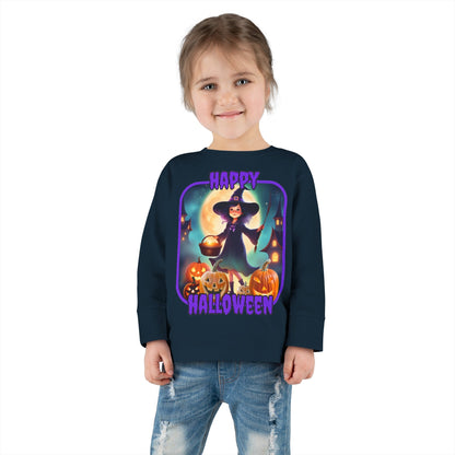 Happy Halloween Little Witch PRfont Toddler Long Sleeve Tee by cypherpunkgear – cypherpunkgear.com | Cypherpunk Merch
