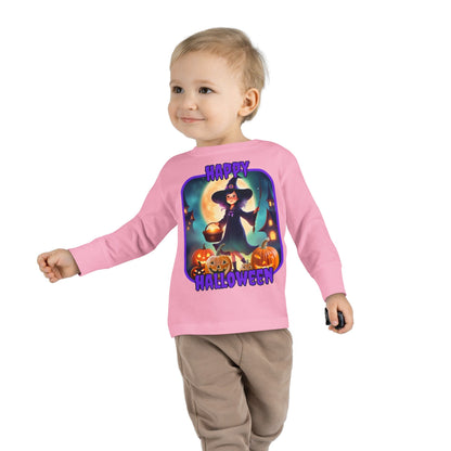 Happy Halloween Little Witch PRfont Toddler Long Sleeve Tee by cypherpunkgear – cypherpunkgear.com | Cypherpunk Merch